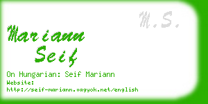 mariann seif business card